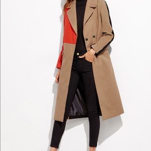 SHEIN Color Block Double Breasted Coat